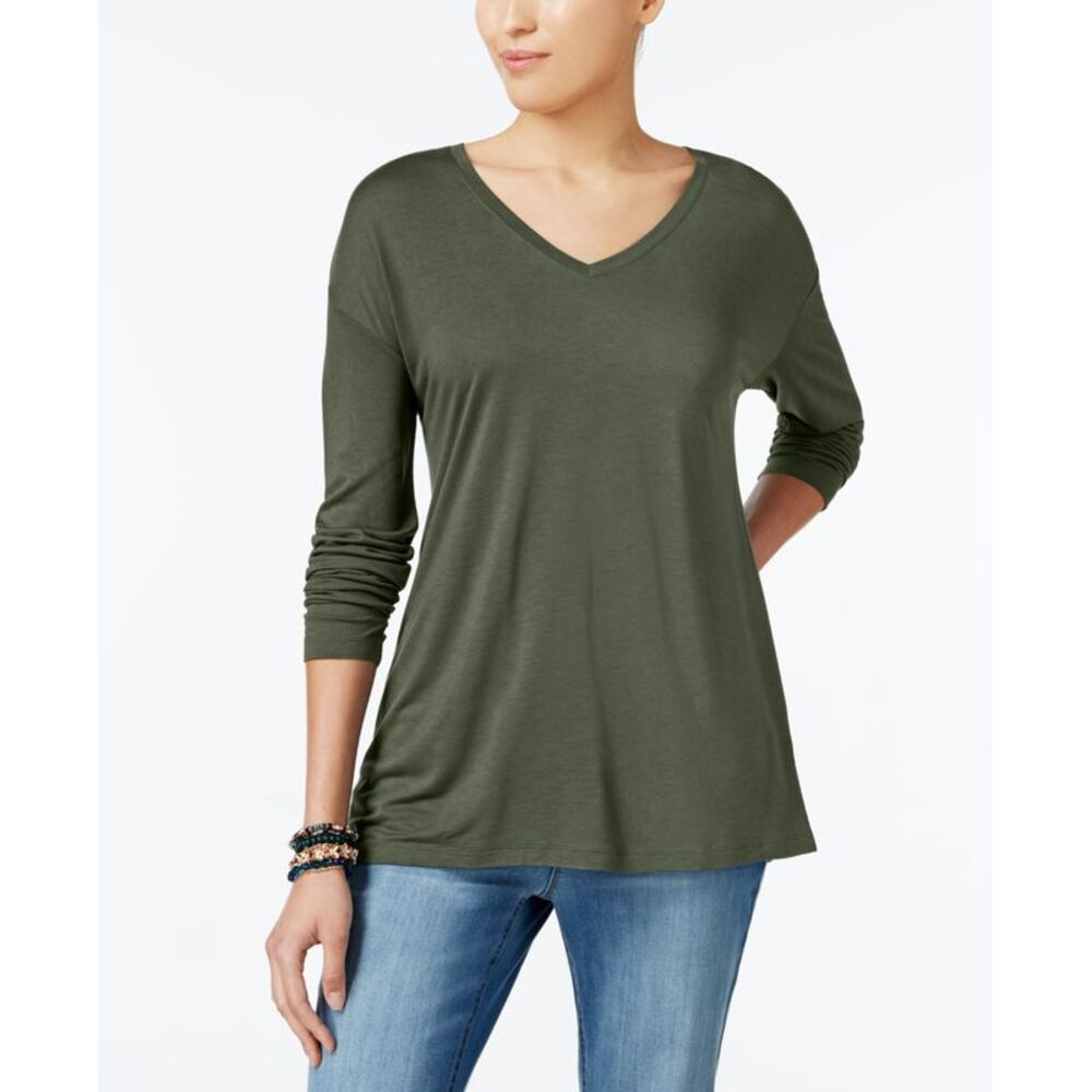 Style & Co V Neck Drop Shoulder Top